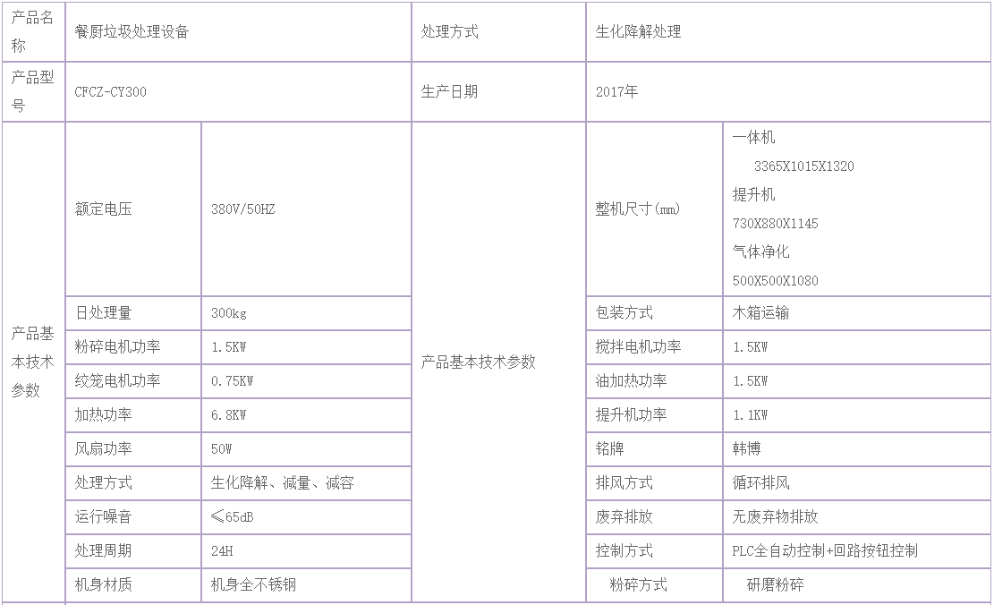 300kg餐廚垃圾處理設備